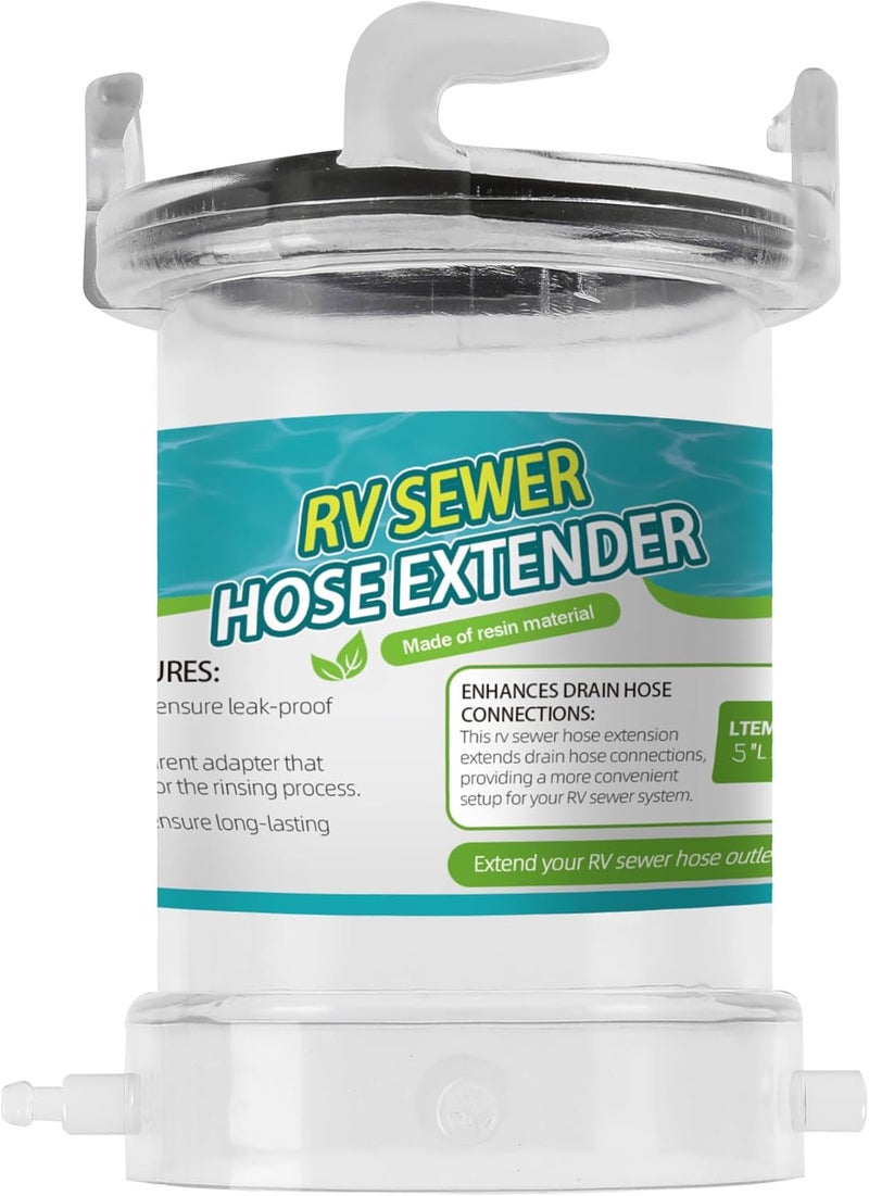 Aussio 5" Extension T1021 Clearview Hose Adapter, RV Clear Sewer Hose Extender, Camper Sewer Hoses Fitting, Camper Sewers Hoses Extensions, Clear Design and Durable Resin Material - Image 1